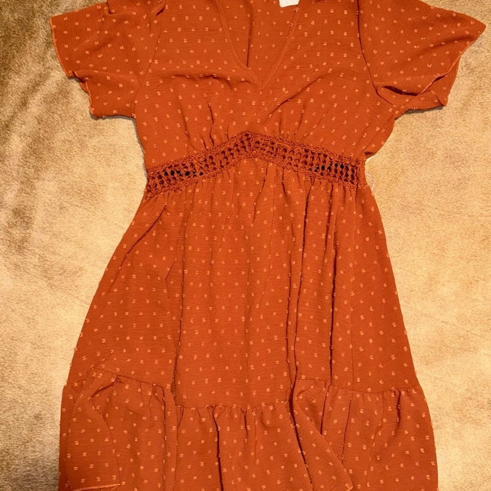 NWTWomen’s Boutique Swiss Dot dress with middle cutout size Large